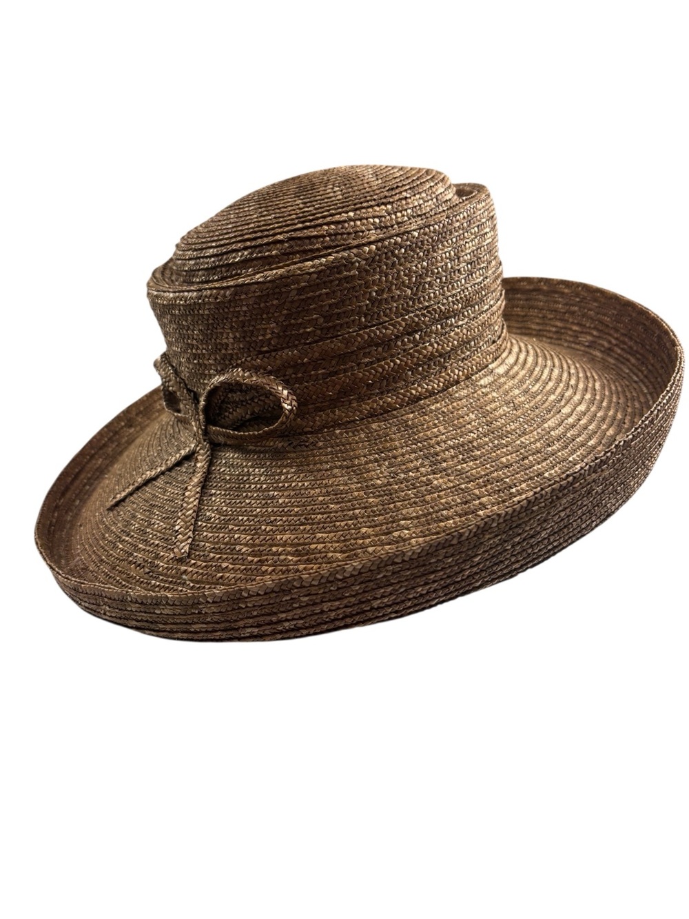 St Michael Marks & Spencer Womens Woven Straw Sun Hat with Bow in Brown One Size